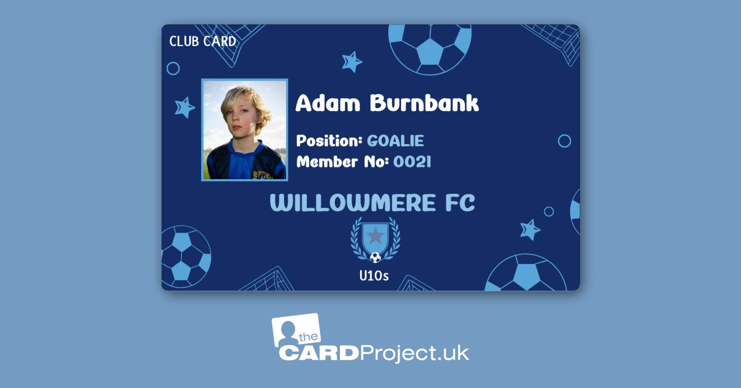 Kids Football Club Membership ID Card Blue Stars